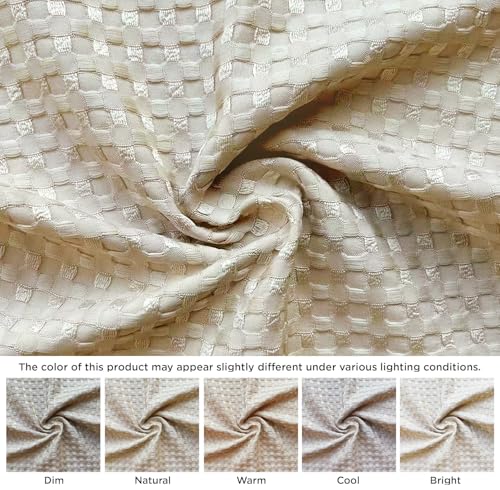 MIYE Pleated Waffle Weave Bed Skirt, Tailored Dust Ruffle 14 Inch Drop Easy Fit, Machine Washable,No Split Corners (Beige, King - 14" Drop) - Image 2
