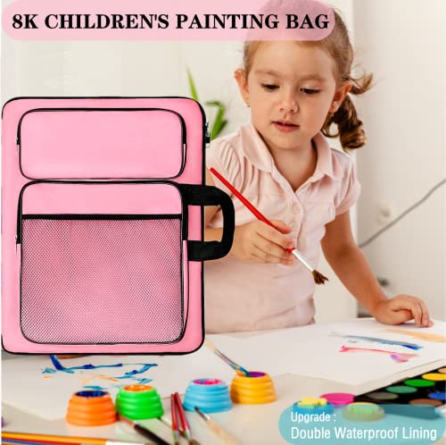 TreochtFUN Art Portfolio kids, Drawing Supply Bag 15x18 In For Children Lesson,Artwork Case Storage Sketchbook,Drawing Pencil,Artist Set. (Pink) - Image 5