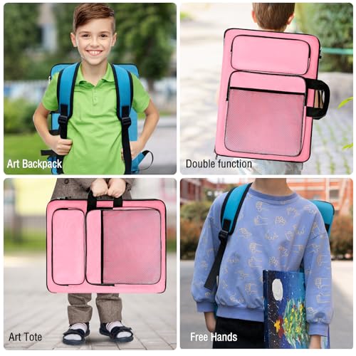 TreochtFUN Art Portfolio kids, Drawing Supply Bag 15x18 In For Children Lesson,Artwork Case Storage Sketchbook,Drawing Pencil,Artist Set. (Pink) - Image 4