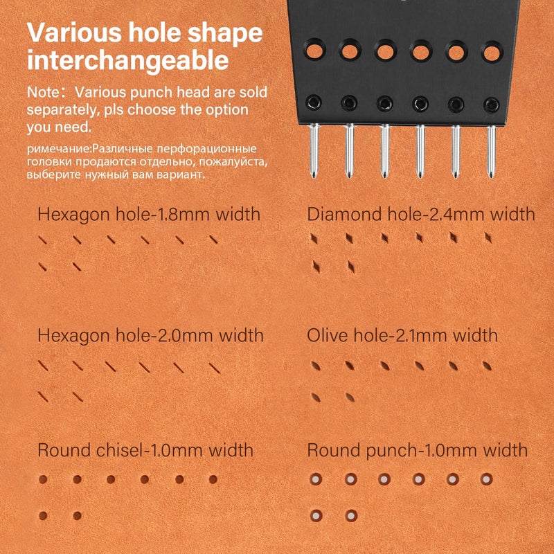 WUTA 3nd Removable Round Hole Pricking Irons Professional Working Hole Punch Set for DIY Leather Craft12 x Olive Hole Head - Image 3