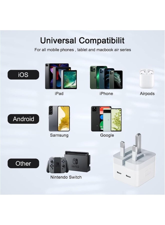 IKAH 35W Dual USB-C Port Compact Power Adapter, PD 3.0 GaN Foldable USB Type C Plug Fast Wall Charger Block Compatile for Phone16 15 14 13 12 11 Pro Max Plus Mini, iPad, AirPods, MacBook Air and More - Image 5