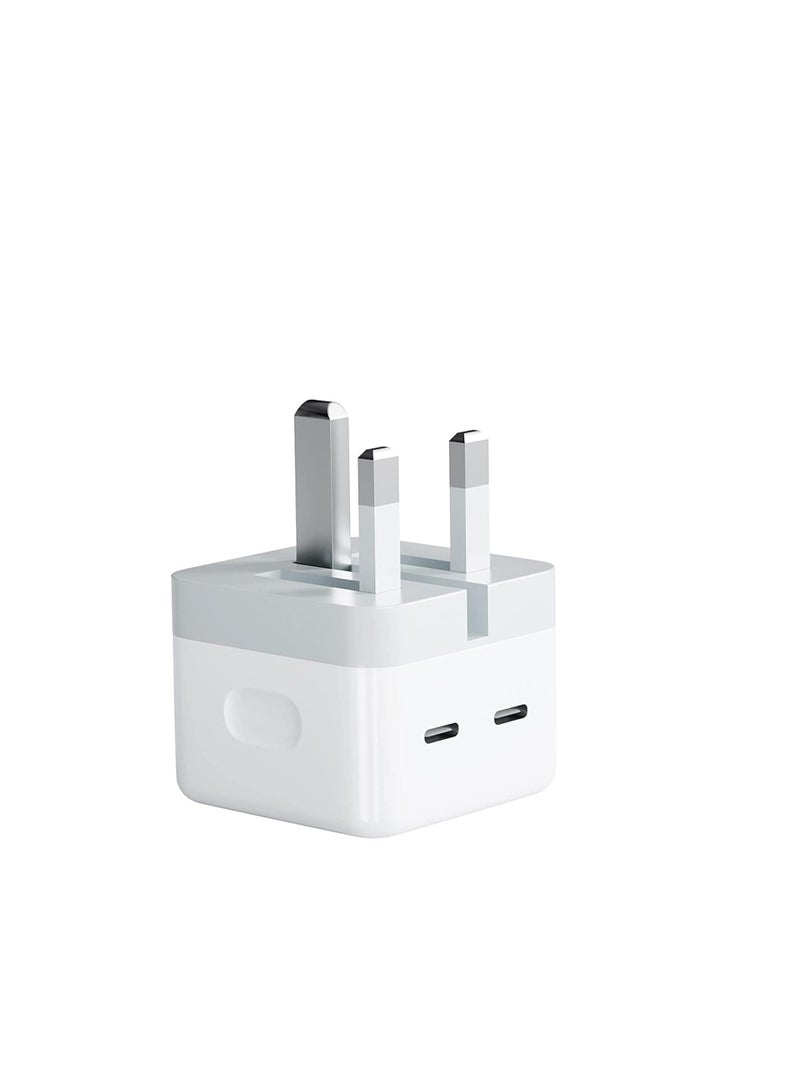 IKAH 35W Dual USB-C Port Compact Power Adapter, PD 3.0 GaN Foldable USB Type C Plug Fast Wall Charger Block Compatile for Phone16 15 14 13 12 11 Pro Max Plus Mini, iPad, AirPods, MacBook Air and More - Image 1