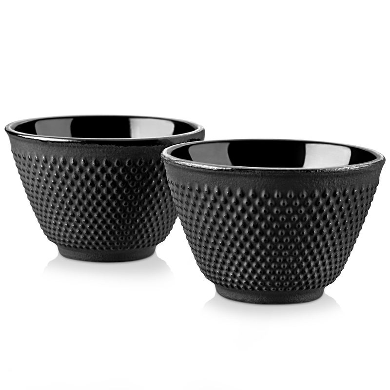 Velaze Iron Tea Cups Japanese Style Enameled Cast Iron Teacup Set of 2 Polka Dot Iron Retro Cup 120ML