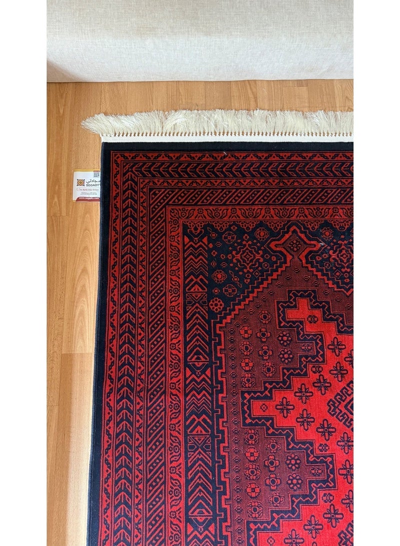 SEGADTY Khan Muhammadi Rug from Segadty, featuring a luxurious Afghan traditional design for majlis seating, living rooms, and home décor, in a red color and a 160×230 cm size.Khan Mohammadi Carpet 160×230 cm – Luxurious Afghan Heritage Rug for Majlis Seating, Living Rooms & Home Décor, Red - Image 2