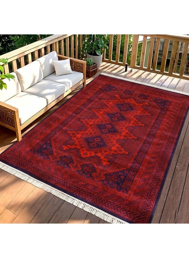 SEGADTY Khan Muhammadi Rug from Segadty, featuring a luxurious Afghan traditional design for majlis seating, living rooms, and home décor, in a red color and a 160×230 cm size.Khan Mohammadi Carpet 160×230 cm – Luxurious Afghan Heritage Rug for Majlis Seating, Living Rooms & Home Décor, Red - Image 4