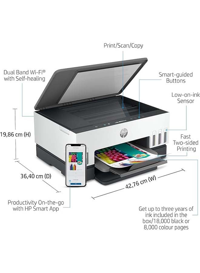 HP Smart Tank 670 All-in-One Printer, Print, Scan, Copy, Wireless, Scan to PDF, Fast two-sided printing, Up to 18,000 black or 8,000 color pages [6UU48A] Grey - Image 4