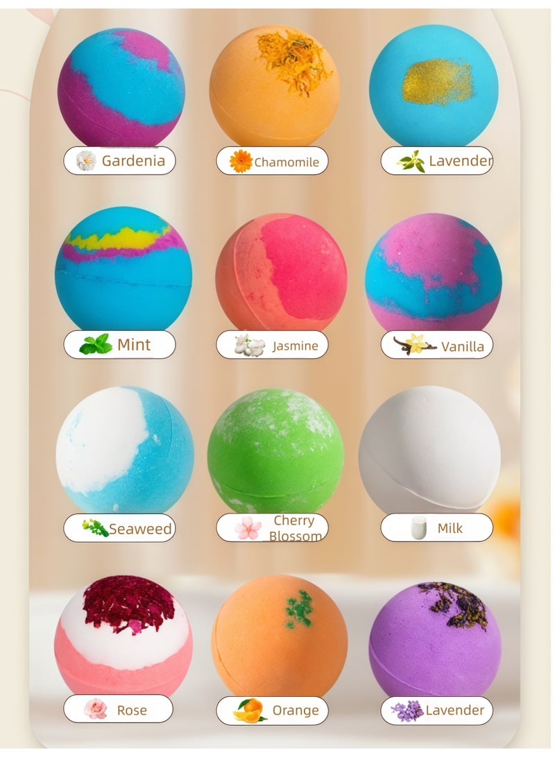 SKT Shiketro 【12 Natural Fragrances】Handmade Essential Oil Bath Ball Gift Set｜Natural Plant Extracts + Himalayan Salt Bath Ball Set - Image 2