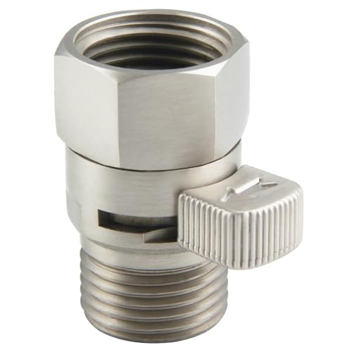 Aomasi Shower Valve, Aomasi Brass Construction Water Flow Restrictor Universal Handheld Shower Hose Bidet Sprayer Switch with Lever Handle Brushed Nickel - Image 1