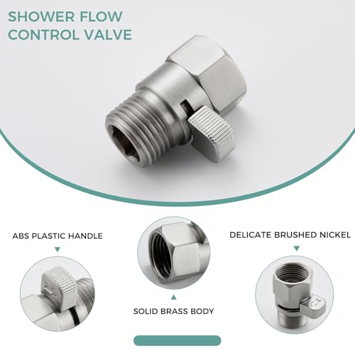 Aomasi Shower Valve, Aomasi Brass Construction Water Flow Restrictor Universal Handheld Shower Hose Bidet Sprayer Switch with Lever Handle Brushed Nickel - Image 4