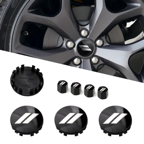 QOMAGO 4PCS Wheel Center caps with Same Pattern tire Valve caps Cover Original Vehicle Replacement 2.5in/63mm Compatible with Challenger Charger Durango Accessories and More (Black Silver) - Image 1