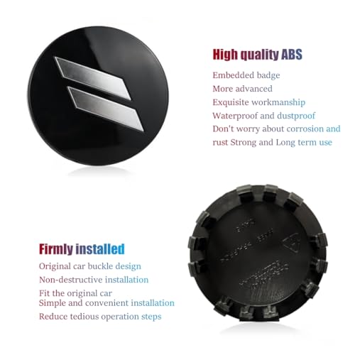 QOMAGO 4PCS Wheel Center caps with Same Pattern tire Valve caps Cover Original Vehicle Replacement 2.5in/63mm Compatible with Challenger Charger Durango Accessories and More (Black Silver) - Image 2
