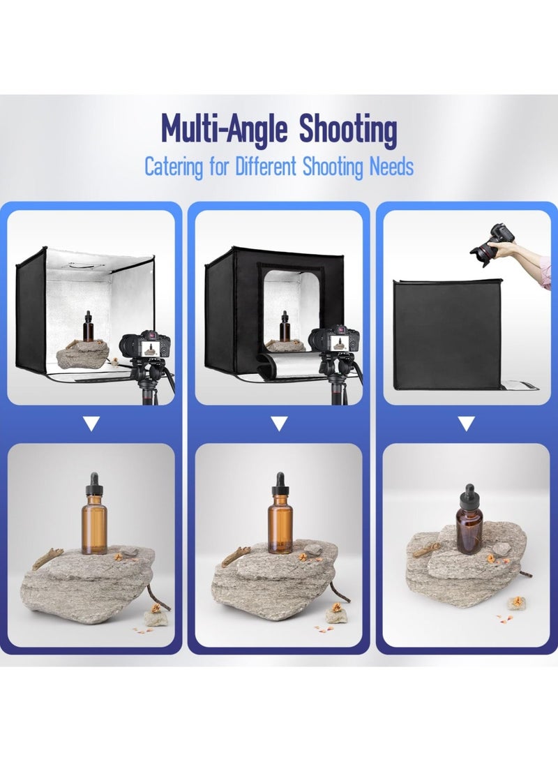 Bukela Foldable USB Light Box Photography, 40CM Large Photo Studio Light Box, Professional Dimmable Photo Booth with 5 Backdrops for Jewelry and Food Items Product Photography - Image 4