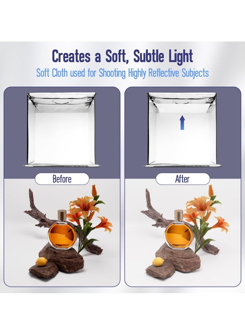 Bukela Foldable USB Light Box Photography, 40CM Large Photo Studio Light Box, Professional Dimmable Photo Booth with 5 Backdrops for Jewelry and Food Items Product Photography - Image 3
