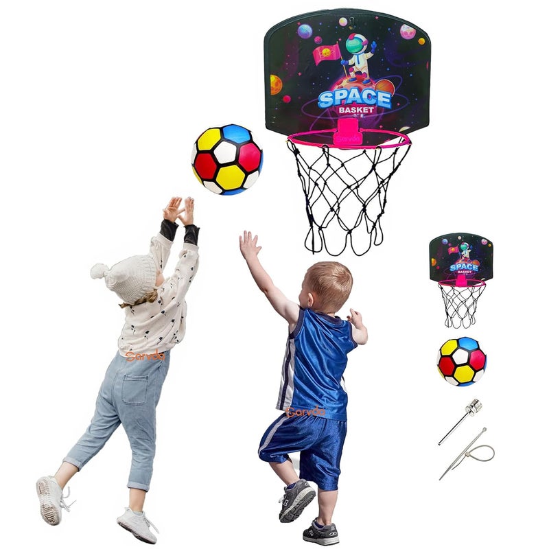 Sarvda Basket Ball For Kids Toys For Boys&Girls Theme Basketball Set With Hanging Board,2 Balls,Ring Net,Inflating Pin&2 Ties Indoor Outdoor,Birthday Gifts Toys For 2 3 4 5 6 7 8 + Year,Multicolor - Image 5