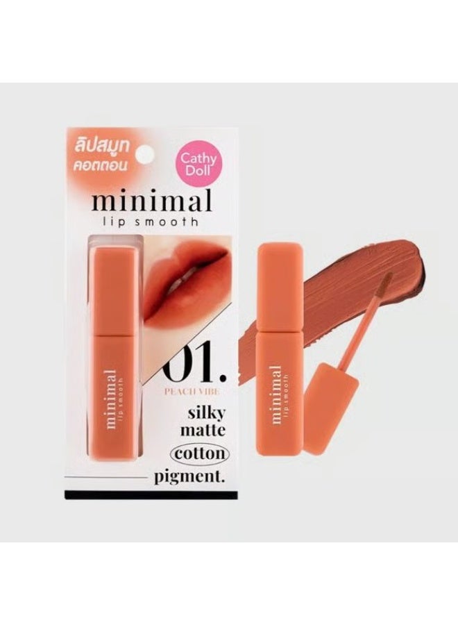 Cathy Doll Minimal Lip Smooth Lipstick 01 Peach Vibe, 27g –  Smooth & Moisturizing Lip Color - Image 1