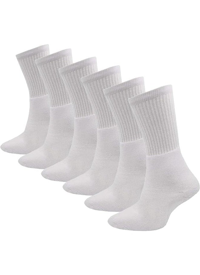 Tango Men's Everyday Cushion Comfort Crew Socks - Multipack - Free Size EU 40-46 (ALL WHITE - 6 Pairs Pack, 6)  - Image 1