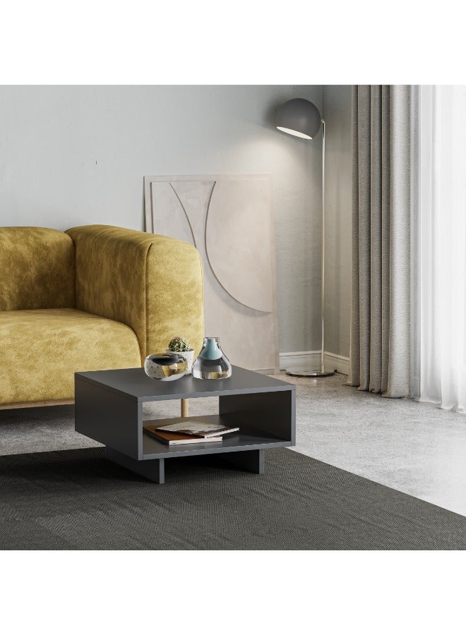Mourah Home Hola Modern Square Coffee Table Centre Table For Living Room Office Industrial Sofa Table| For Small Spaces Living Room Bedroom|32X60X60Cm | Dark Grey  - Image 5