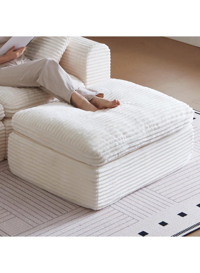 38.8-inch ribbed velvet ottoman, cloud-shaped upholstered sofa cushion in a box, large cushions for living room, bedroom, and ottoman, comfortable seat with thick foam padding, beige - Image 1