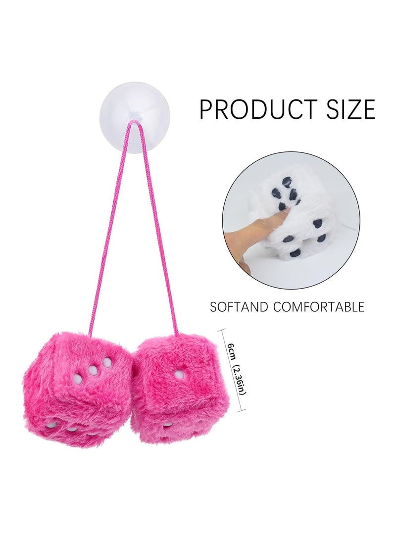 6 سم زهرية سيارة معلقة مرآة سيارة زهرية داخلية معلق نردات فخمة للسيارة زوج من المعلقات الزوجية لتزيين داخل السيارة باللون الوردي - Image 2