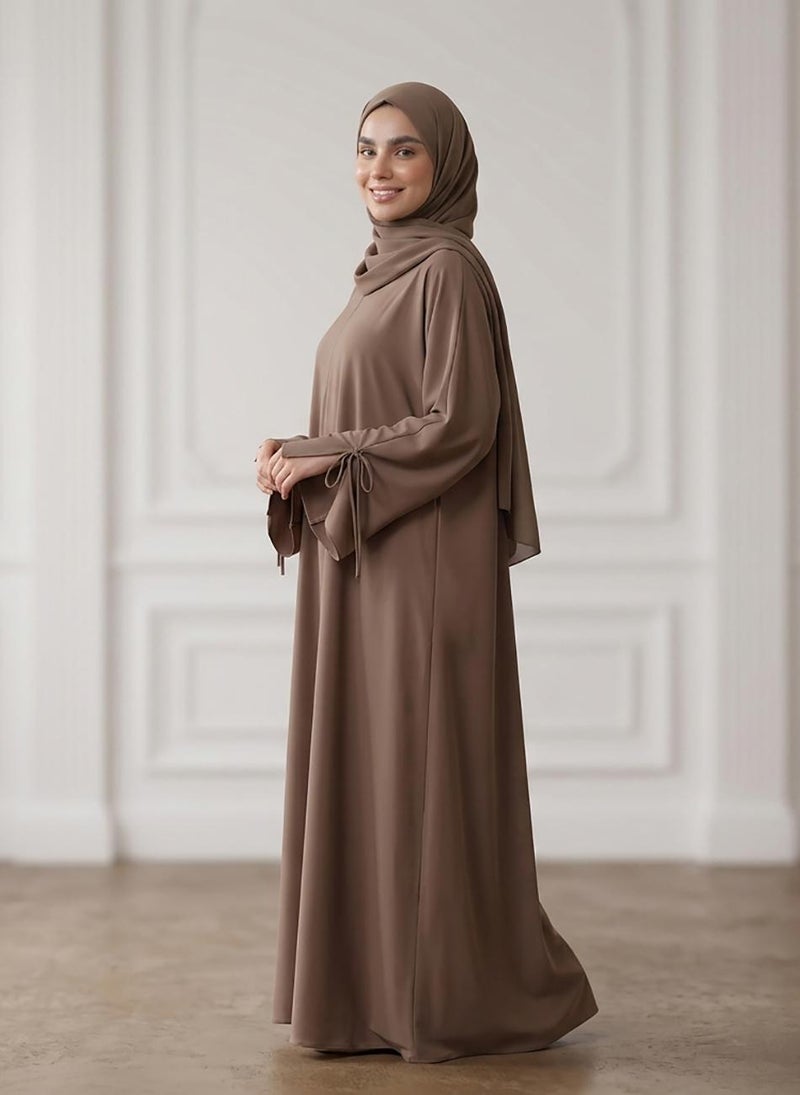 NUKHBAA Front Zip Nida Abaya with Inside Belt & Pockets-959 - Image 3