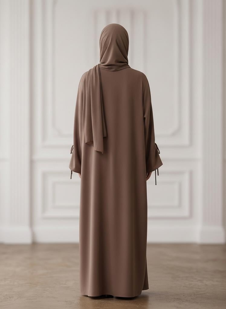 NUKHBAA Front Zip Nida Abaya with Inside Belt & Pockets-959 - Image 4