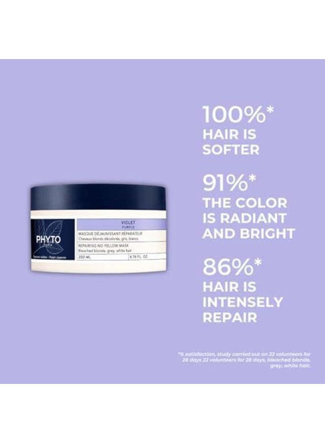 Phyto Purple Repairing Hair Mask for Blonde Highlighted Hair - Neutralizes Yellow Tones, Reduce Brassiness & Condition Dry, Damaged Hair|200ml - Image 4
