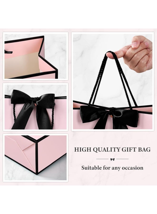 Neox 3 Pcs Pink Large Gift Bags, Paper Bags with Ribbon, Greeting Cards and Tissue Paper, Portable Party Bags with Handles, Birthday Gift Bags, Present Bags for Wedding Party, Party Supplies - Image 2