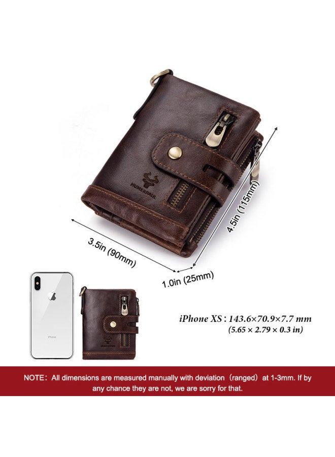 Hummer Paul Top Layer Cowhide Wallet Multi Card Bit Genuine Leather Men's Retro RFID Anti-Scan Shielded Wallet-Colour:Black OxFord Cloth (black Leather Inside) - Image 4