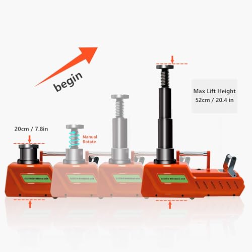 E-HEELP 15 Ton Electric Hydraulic Floor Jack, 12V DC Heavy Duty Truck Jack with LED Light for RV, SUV, Van, Sedan, Trucks (7.8-20.4 Inch Lift) - Image 2