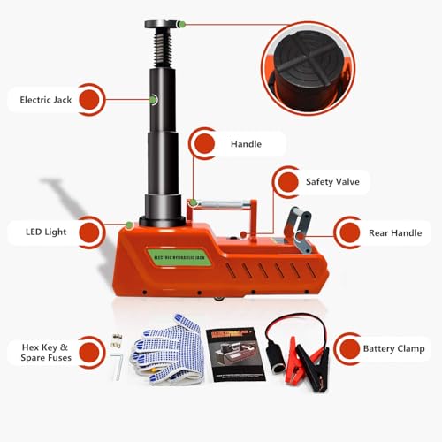 E-HEELP 15 Ton Electric Hydraulic Floor Jack, 12V DC Heavy Duty Truck Jack with LED Light for RV, SUV, Van, Sedan, Trucks (7.8-20.4 Inch Lift) - Image 3