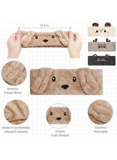 Chuangdi 4 Pieces Makeup Spa Headband Animal Headband for Washing Face Coral Fleece Cosmetic Headband Plush Animal Ears Shower Hairband for Women Girls (Cute Style)  - Image 4