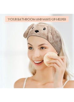 Chuangdi 4 Pieces Makeup Spa Headband Animal Headband for Washing Face Coral Fleece Cosmetic Headband Plush Animal Ears Shower Hairband for Women Girls (Cute Style)  - Image 3