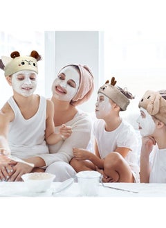 Chuangdi 4 Pieces Makeup Spa Headband Animal Headband for Washing Face Coral Fleece Cosmetic Headband Plush Animal Ears Shower Hairband for Women Girls (Cute Style)  - Image 5