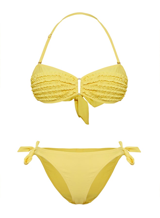 trendyol Yellow Strapless Ruffle Regular Pretty Bikini Set  - Image 5