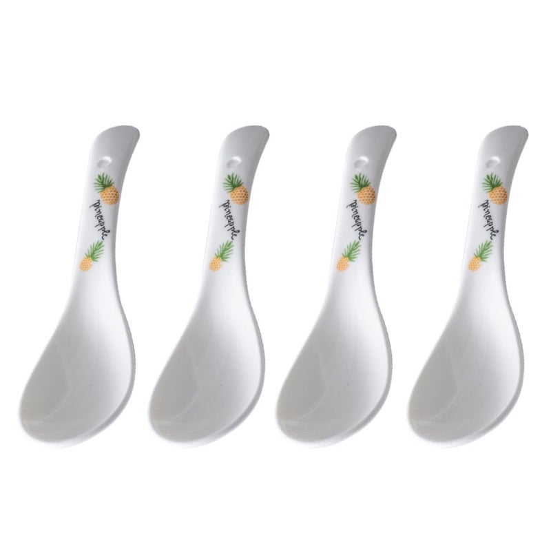 White Bone China Soup Spoons Set of 4 Japanese Ceramic Rice Spoons for Home Dining - Image 2