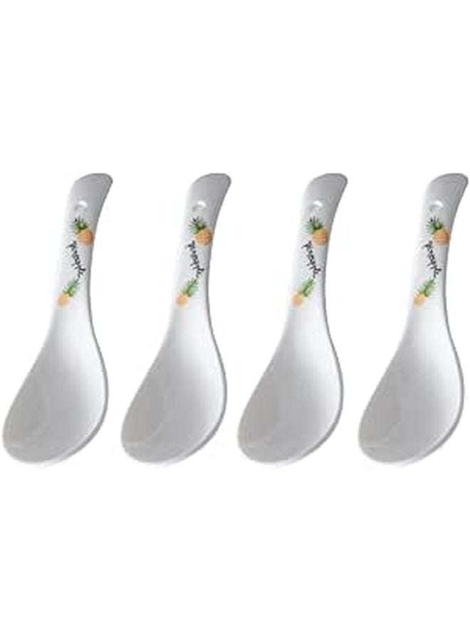 White Bone China Soup Spoons Set of 4 Japanese Ceramic Rice Spoons for Home Dining - Image 1