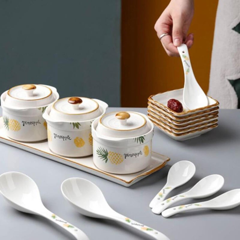 White Bone China Soup Spoons Set of 4 Japanese Ceramic Rice Spoons for Home Dining - Image 4