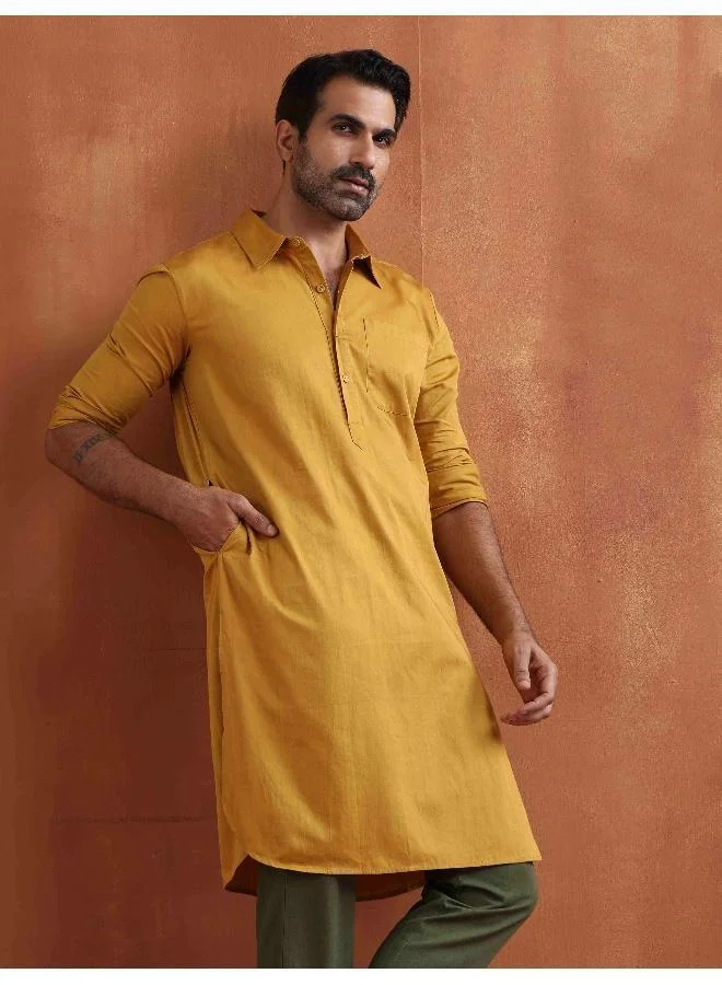 ترو برونز Men's Mustard Cotton Kurta