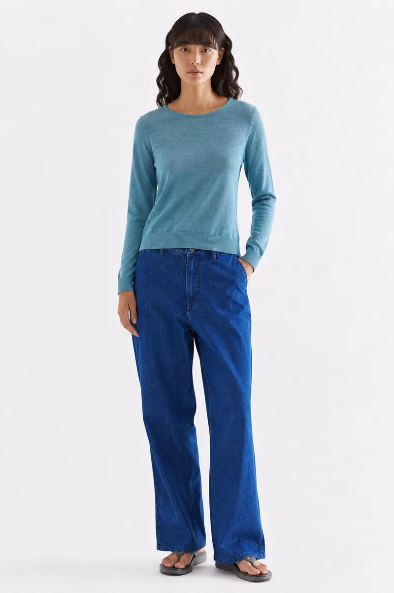 ذا اديتورز ماركت Avery Long Sleeve Soft Knit Top - Coast