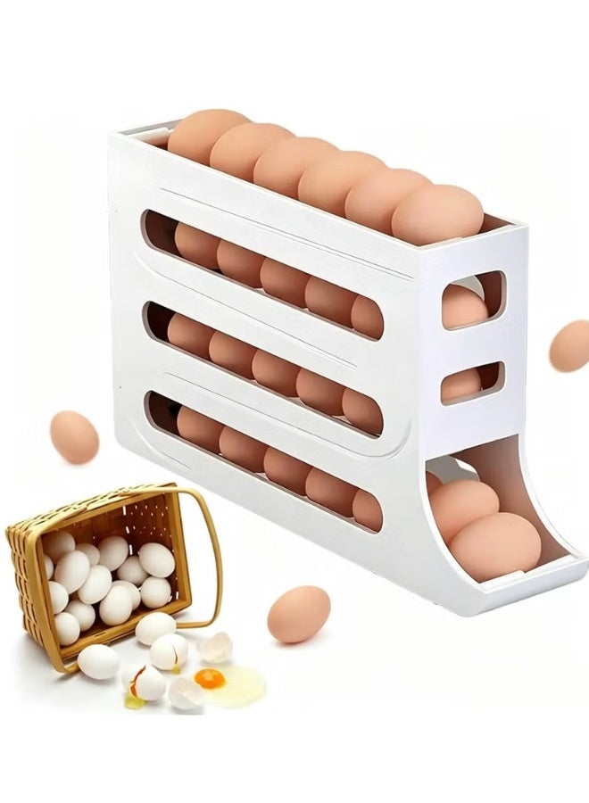 Munkan 4-Tier Egg Holder & Rolling Dispenser 25-Egg Capacity, Egg Storage for Refrigerator, Automatic Egg Rolling Holder Organizer For Fridge Space Saving. - Image 1