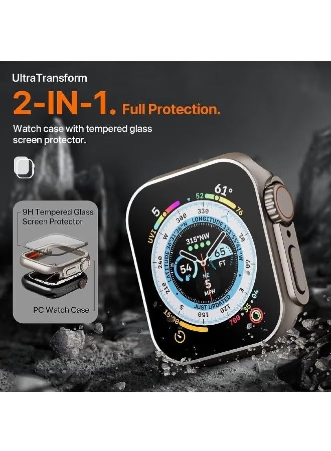 Compatible for Apple Watch Series 7/8/9 45mm Hard Case with Tempered Glass Screen Protector, Unique Design Hard PC Waterproof Case Cover, Bumper Full Coverage Accessories for iWatch 7/8/9 45mm - Image 3