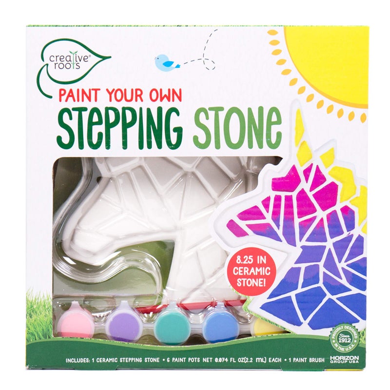 Creative Roots Mosaic Unicorn Stepping Stone, Includes 7-Inch Ceramic Stone & 6 Vibrant Paints, DIY Garden Stepping Stone Kit for Kids Ages 6+ - Image 1
