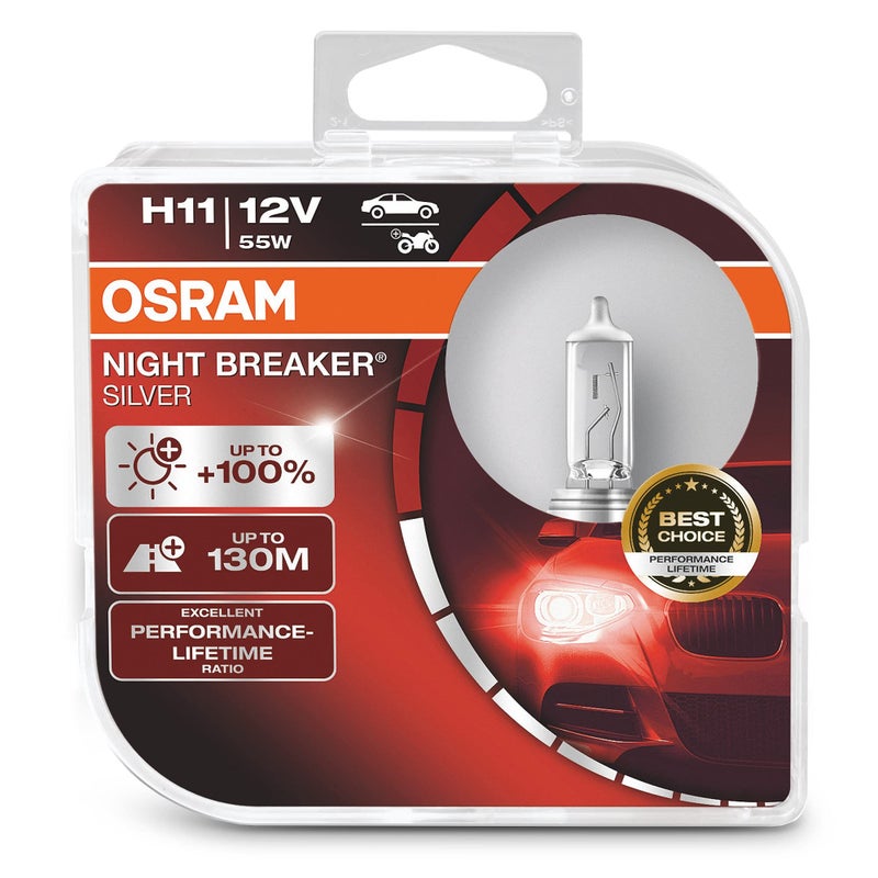 OSRAM NIGHT BREAKER® SILVER, H11, halogen headlight lamps, Duo Box (2 lamps) - Image 1