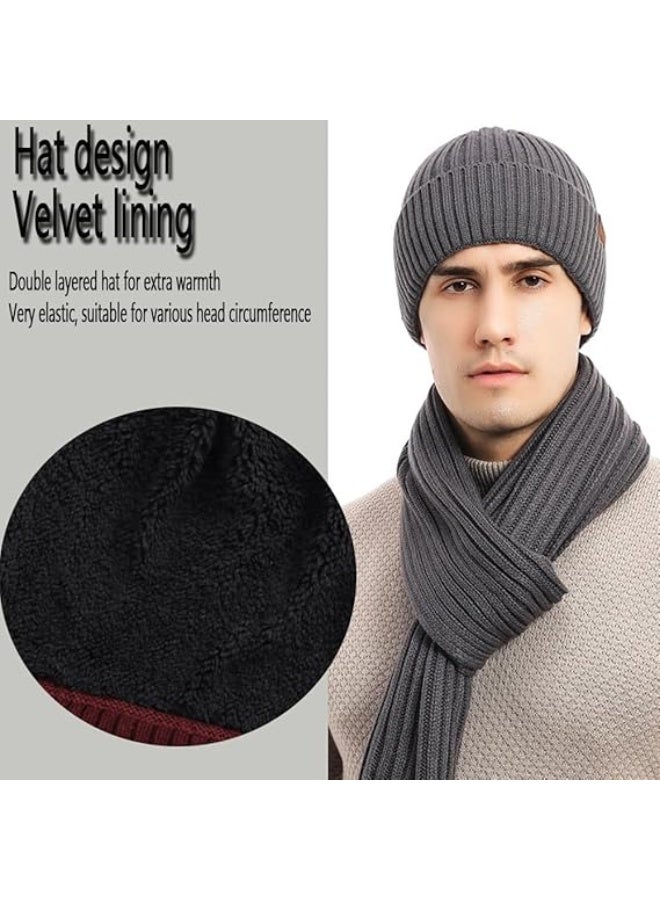 AGREON 3Pcs Winter Beanie Hat Scarf Gloves Set for Men Womens Ski Cap Touch Screen Mittens Suit Couples Matching Hats - Image 3