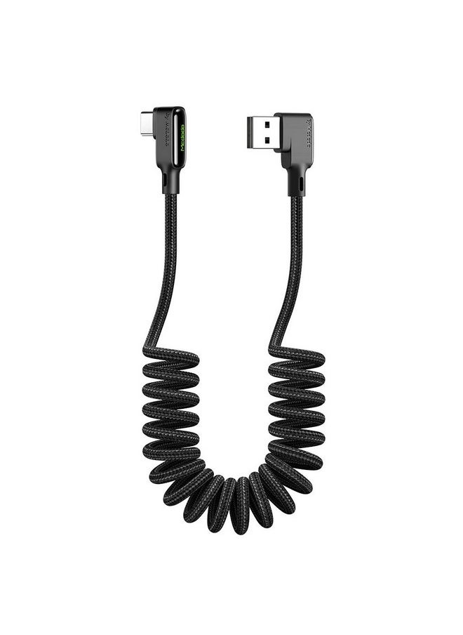 Mcdodo - mcdodo Anti Winding Cable,Retractable 90 Degree Coiled Right Angle Design Gaming Led Cord Nylon Braidd Sync Charge Usb Data Type C 6Ft/1.8M Cable Compatible With New Phone List Below(Type C,Black) - Image 1