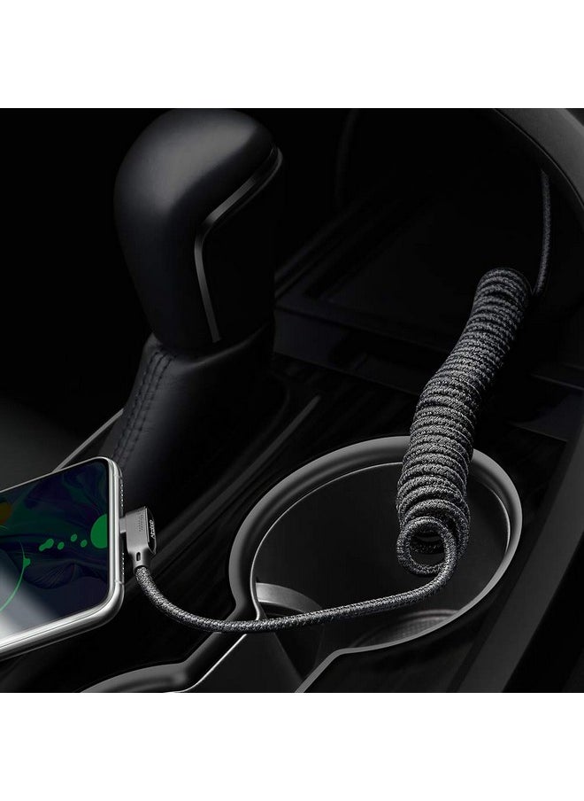 Mcdodo - mcdodo Anti Winding Cable,Retractable 90 Degree Coiled Right Angle Design Gaming Led Cord Nylon Braidd Sync Charge Usb Data Type C 6Ft/1.8M Cable Compatible With New Phone List Below(Type C,Black) - Image 1