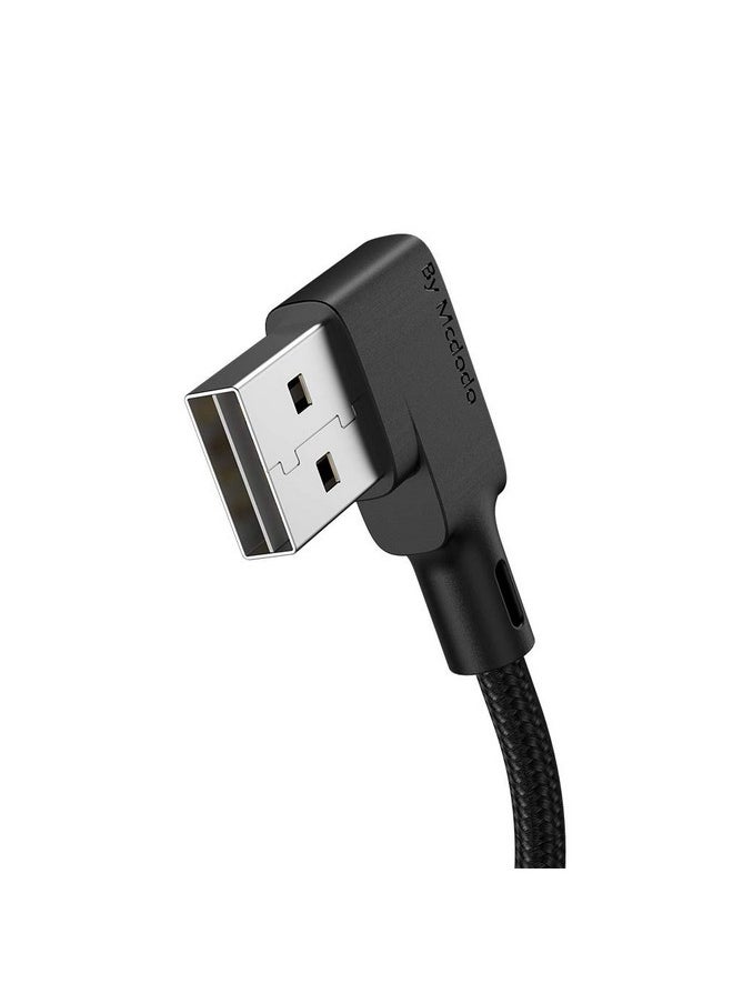 Mcdodo - mcdodo Anti Winding Cable,Retractable 90 Degree Coiled Right Angle Design Gaming Led Cord Nylon Braidd Sync Charge Usb Data Type C 6Ft/1.8M Cable Compatible With New Phone List Below(Type C,Black) - Image 1