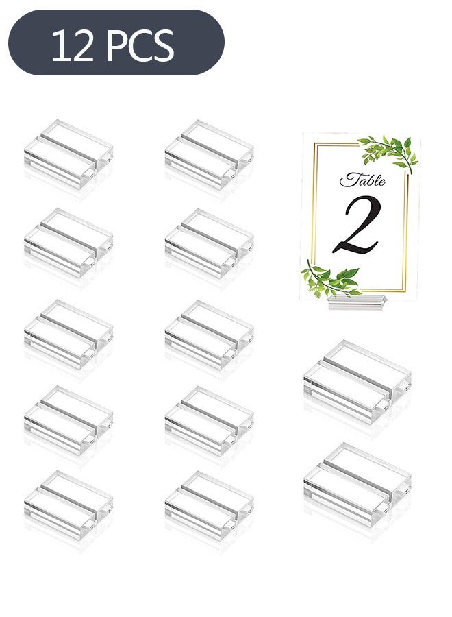 Ant 12-Piece Clear Acrylic Stands, Place Card Holders Table Number Stands Card, Display Stand for Dining Table Shop Office Wedding Photo Painting Business Card Holder 50*30*10mm - Image 1