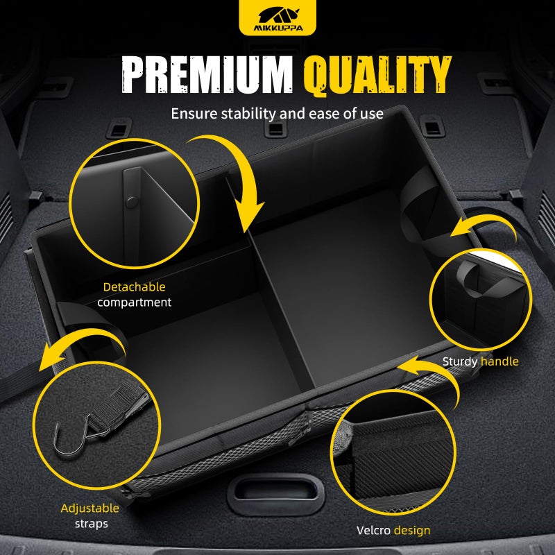 MIKKUPPA Car Trunk Organizer - 65L Collapsible Trunk Organizer with Lid, Sturdy Car Storage for SUV Auto Truck Van with Adjustable Straps and Non Slip Bottom (Black) - Image 4