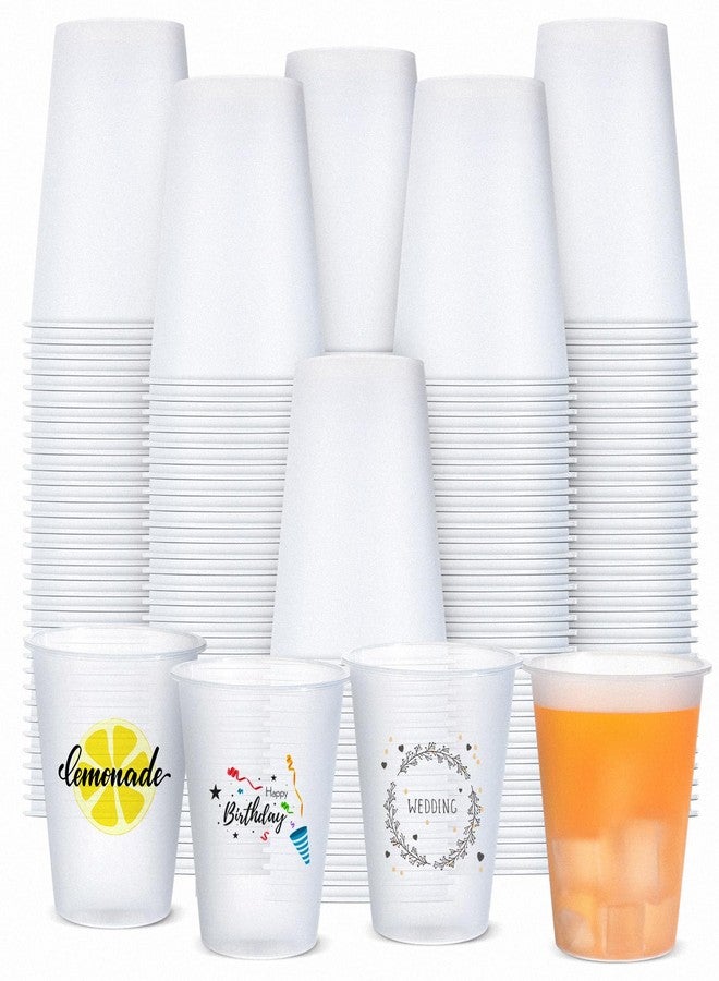 Jingmore 100 Pcs 12 oz Clear Frosted Plastic Cups Bulk for Wedding Stadium Blank Plastic Drinking Frosted Cups Disposable Party Tumblers for Wedding Painting Stadium Events Marketing (White) - Image 1